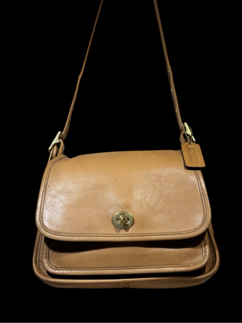 Vintage Coach Rambler Featuring Glove-Tanned Leather With Turn-Lock Closure